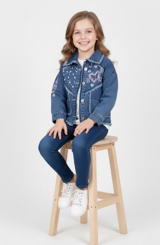 Sina Kids Girls Navy Denim Jacket & Jeans Set 7124