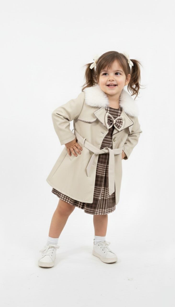 Girls Leather Coat & Dress Set | Sina Kids 8001
