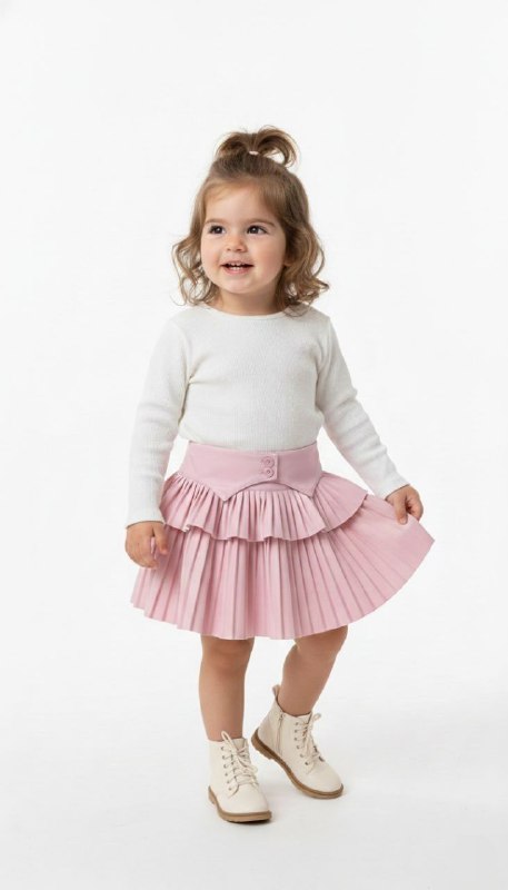 ✨ Girls' Elegant Pleated Leather Skirt  8301