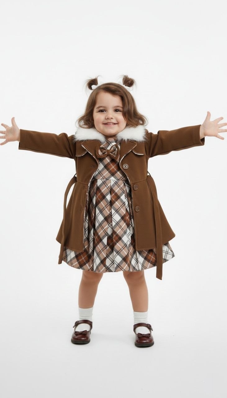 Girls Leather Coat & Dress Set | Sina Kids 8001