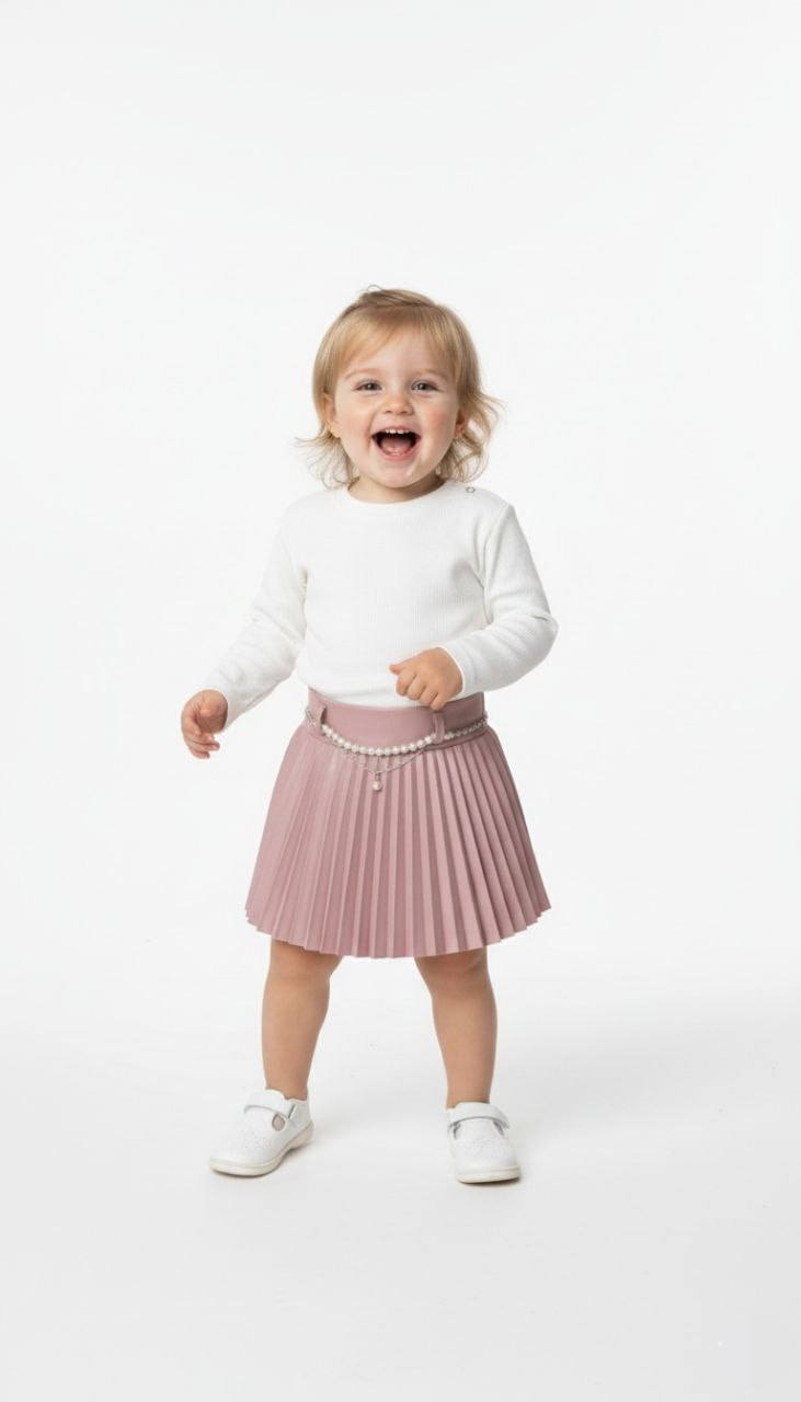 Girls' Elegant Pleated Leather Skirt – M 8302