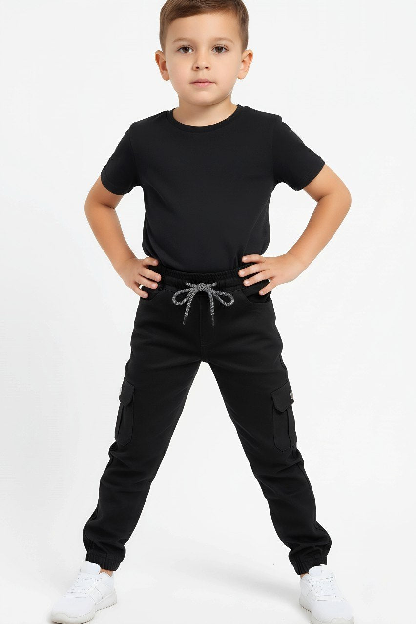Black Slim Pants for Kids – 2 Pockets     1102   2102    3102